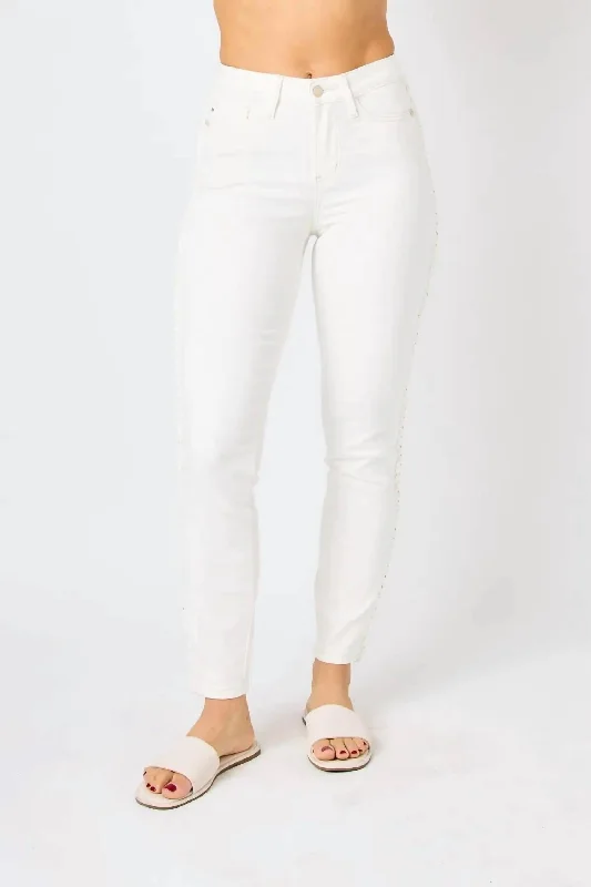 Braided Jeans In White