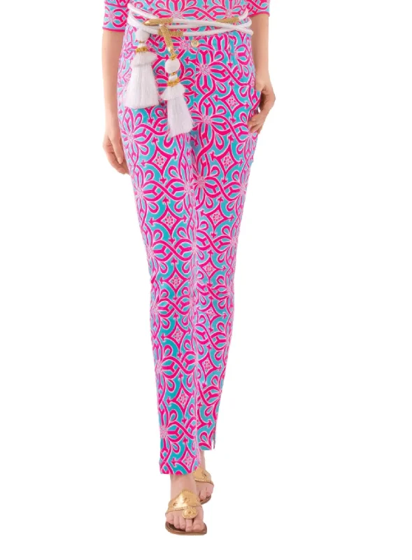 Gripeless Cotton Spandex Jeans - Piazza In Turq/pink