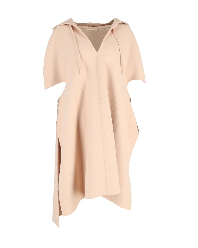 Jil Sander Hooded Cape in Nude Wool