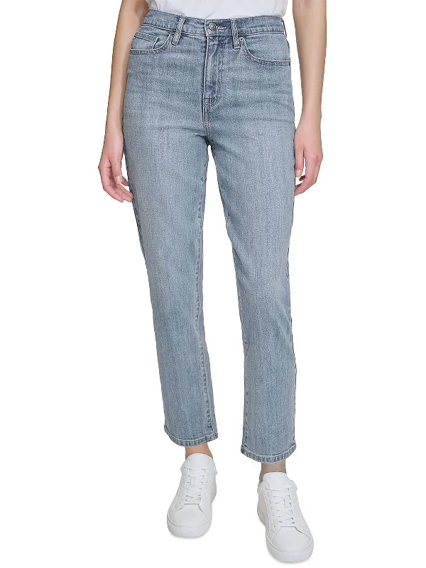 Womens High Rise Slim Straight Leg Jeans