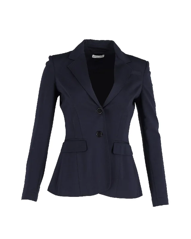 Altuzarra Single-Breasted Blazer in Navy Blue Viscose